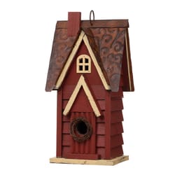 Glitzhome 12 in. H X 5.5 in. W X 6.5 in. L Metal and Wood Bird House