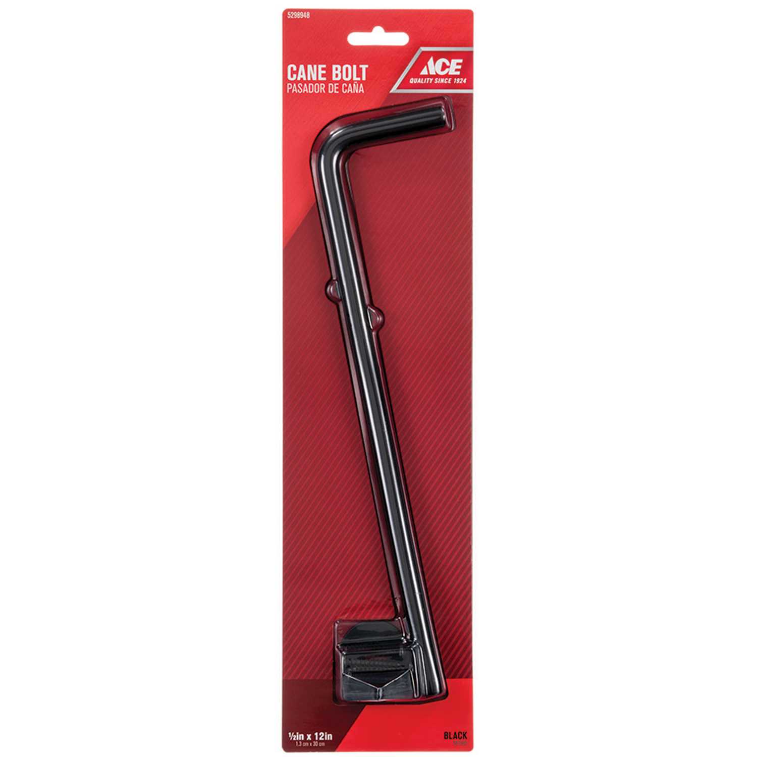 Ace 12 in. L Black Zinc Cane Bolt 1 pk Ace Hardware