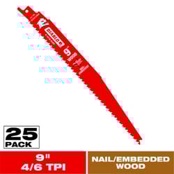 Diablo 9 in. Bi-Metal Nail Embedded Wood Reciprocating Saw Blade 4/6 TPI 25 pk