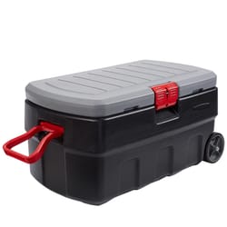 United Solutions Rubbermaid 35 gal Black/Gray Storage Tote w/Wheels 36.19 in. H X 17.73 in. W X 19.5