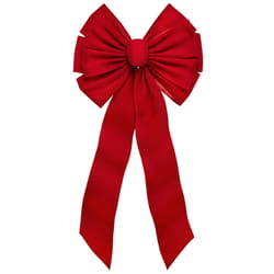 Holiday Trims Red 11 Loop Christmas Bow 14 inch in.