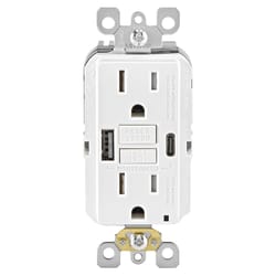 Leviton 15 amps 125 V GFCI White Outlet and USB Charger 5-15 R 1 pk