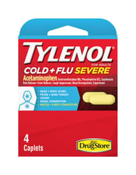 Tylenol Cold+Flu Severe Lil Drugstore Yellow Pain Reliever/Fever Reducer 4 ct