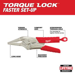 Milwaukee Torque Lock 9 in. Forged Alloy Steel Curved Jaw Long Nose Pliers