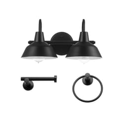 Globe Electric Matte Black 2 lights Incandescent Vanity Light Wall Mount