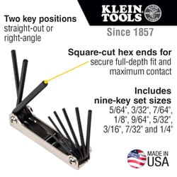 Klein Tools Assorted SAE Fold-Up Hex Key Set 1 pc