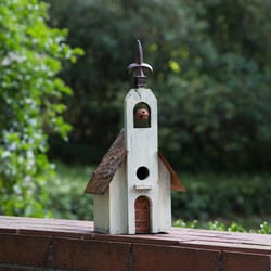 Glitzhome 15.63 in. H X 4.92 in. W X 7.48 in. L Metal and Wood Bird House