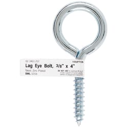 Hampton 3/8 in. X 4 in. L Zinc-Plated Steel Lag Thread Eyebolt