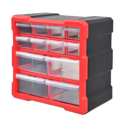 Ace 6.3 in. W X 10.24 in. H Storage Bin Plastic 12 compartments Black/Red