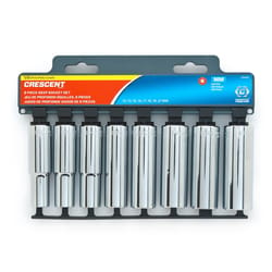 Crescent Assorted Sizes X 1/2 in. drive Metric 6 Point Deep Well Socket Set 8 pc