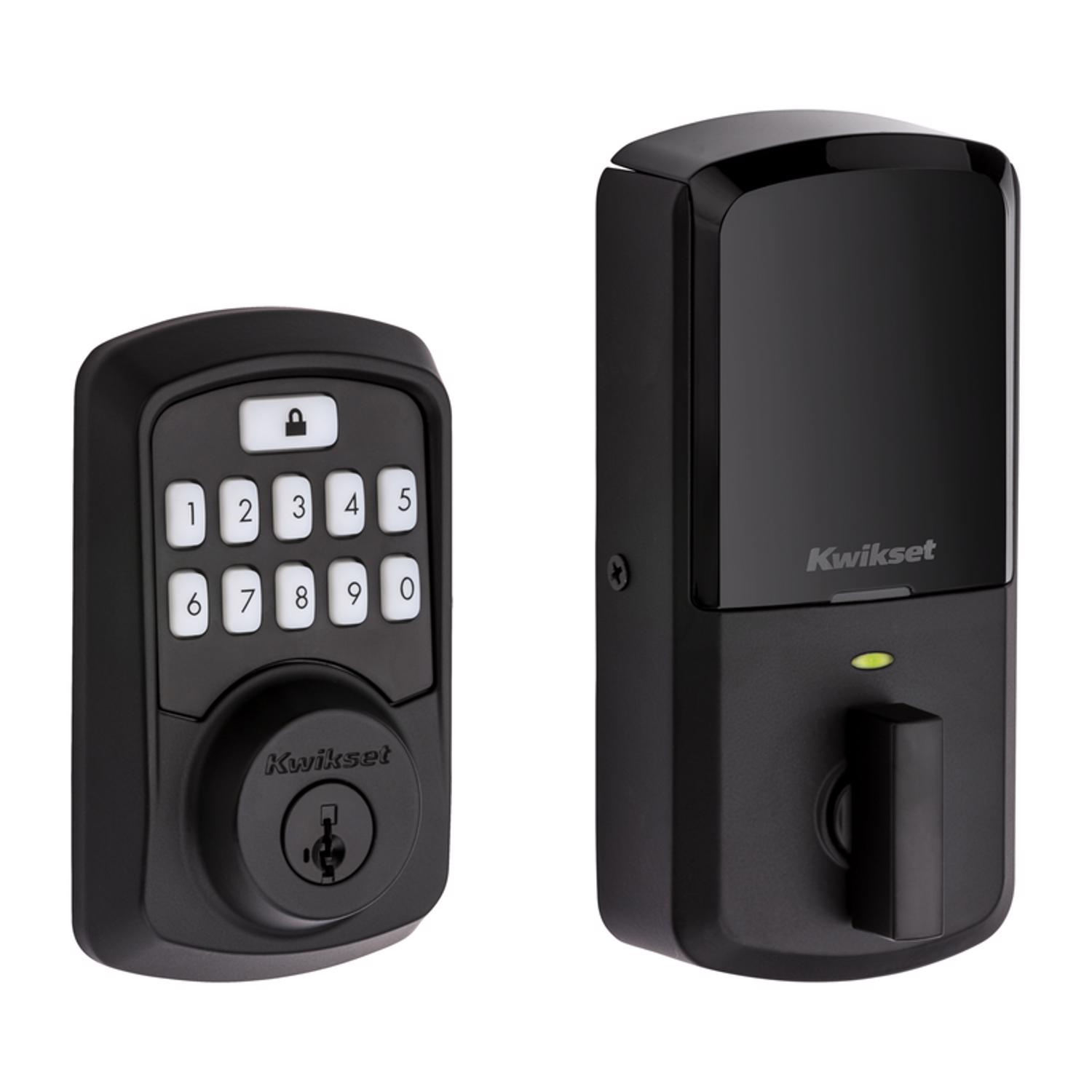 Photos - Access Control System Aura Kwikset  Matte Black Metal Bluetooth Keypad Entry Smart Lock 99420-003 