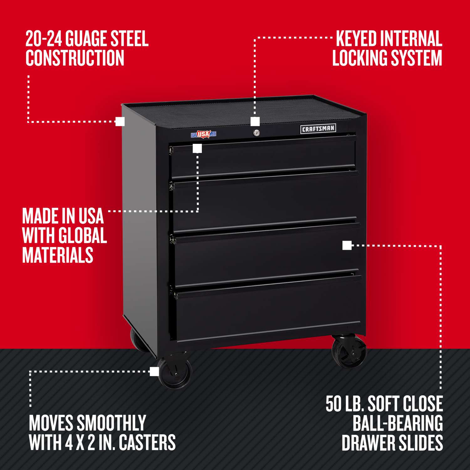 Stanley 8-Drawer Chest, Red 