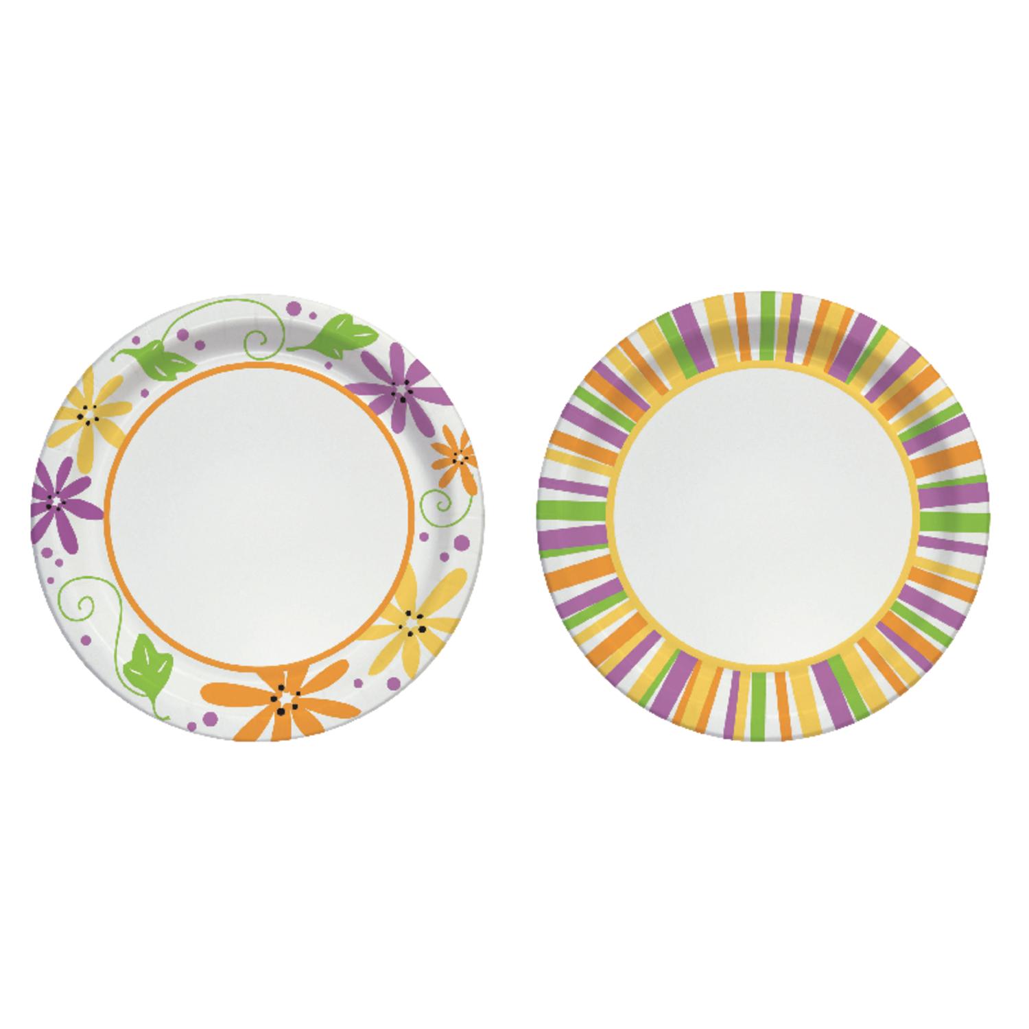 UPC 041165017410 product image for Solo Paper Mixed Garden Party Stripes and Flowers Design Plate 48 pk | upcitemdb.com