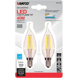Satco . CA10 E12 (Candelabra) LED Bulb Natural Light 40 Watt Equivalence 2 pk