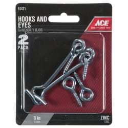 Ace 3 in. L Steel Gate Hooks 2 pk