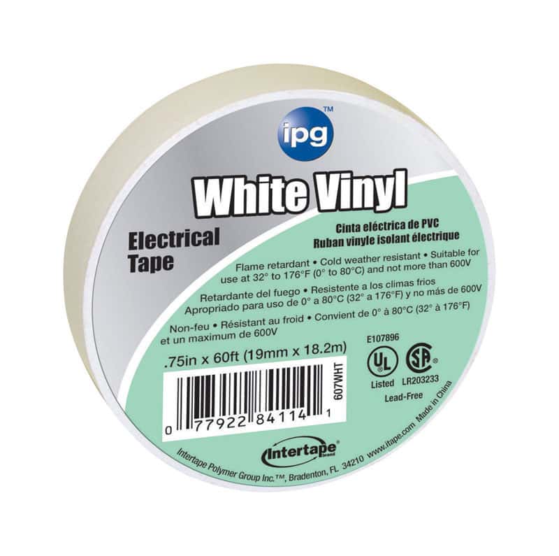IPG 75 in W x 60 ft L White Vinyl  Electrical Tape Ace  