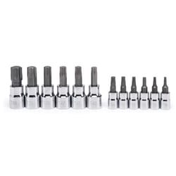 Crescent 1/4 in. X 1/4 and 3/8 in. drive SAE 6 Point Torx Bit Socket Set 12 pc