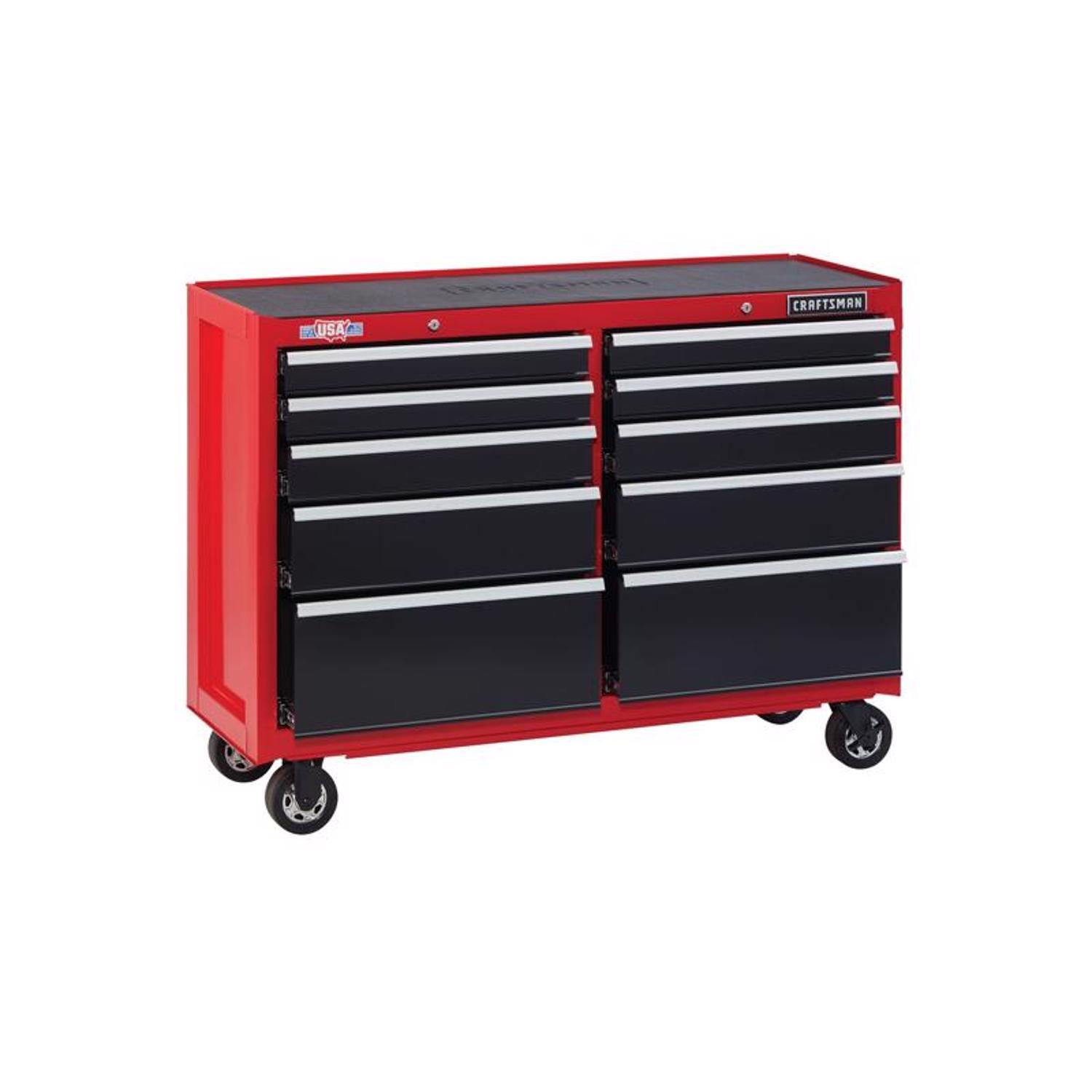 Craftsman 52 in. 10 drawer Steel Rolling Tool Cart 37.5 in. H X 18 in. D Mfr CMST25210RB Ace Hardware