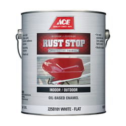 Ace Rust Stop Indoor and Outdoor Flat White Oil-Based Enamel Rust Prevention Paint 1 gal