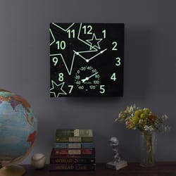 Taylor Clock/Thermometer Resin Black 14 in.