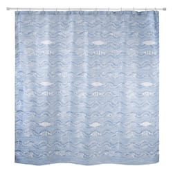 Avanti Linens Blue Fin Bay 72 in. H X 72 in. W Blue/White Fish Shower Curtain Polyester