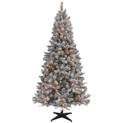 Nearly Natural Inc 5' Flocked Grand Northern Rocky Fir Artificial Christmas  Tree with Warm Micro (Multifunction with Remote Control) LED Lights