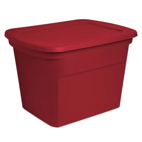 Hyper Tough - 17 Gallon Snap Lid Plastic Storage Tote, Black Base/Red Lid, Set of 4