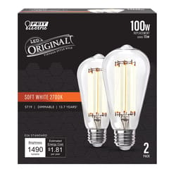 Feit ST19 E26 (Medium) Filament LED Bulb Soft White 100 Watt Equivalence 2 pk