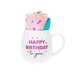 Pavilion Warm & Toe-sty 15.5 oz White BPA Free Happy Birthday Mug