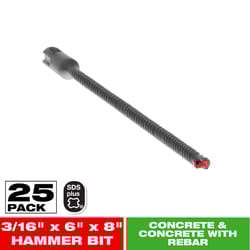 Diablo 3/16 in. X 8 in. L Carbide Tipped 2-Cutter Hammer Drill Bit SDS-Plus Shank 25 pk