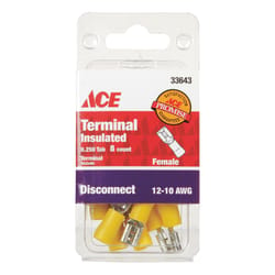 Ace 12-10 AWG AWG Insulated Wire Female Disconnect Yellow 8 pk
