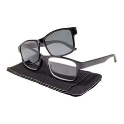 BluWater 1.5 Strength Unisex Black Polarized Reading Glasses with Sunglass Clip