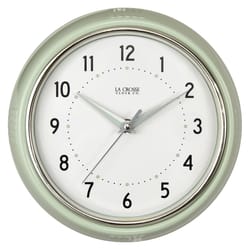 La Crosse Technology 9.5 in. L X 9.5 in. W Indoor Vintage Analog Wall Clock Glass/Plastic Green