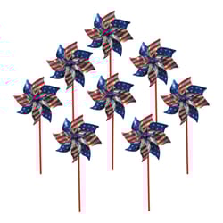 In The Breeze Multicolored Mylar 15 in. H X 8 in. W Stars and Stripes Pinwheels Garden Stake Spinner