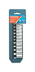 Crescent Assorted Sizes X 1/4 in. drive SAE 6 Point Socket Set 10 pc