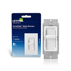 Leviton Decora SureSlide White 600 W Slide Dimmer Switch 1 pk