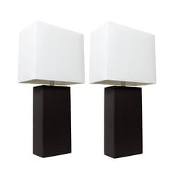 All The Rages Elegant Designs 21 in. Leather Black/White Table Lamp