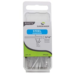 Surebonder 3/16 in. D X 1/4 in. Steel Blind Rivets Silver 15 pc