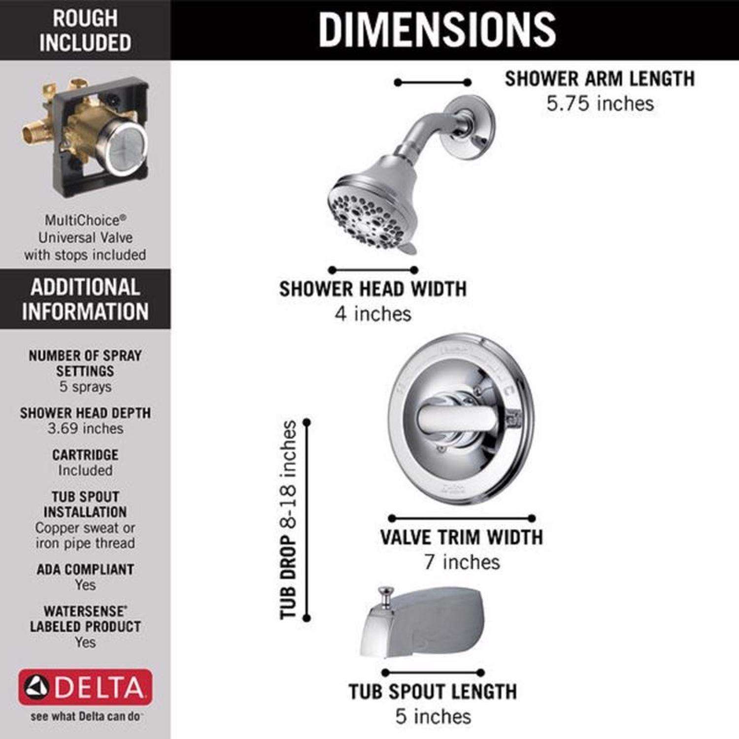 Delta Monitor 1-Handle Chrome Tub and Shower Faucet - Ace Hardware