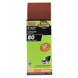 Gator 21 in. L X 3 in. W Aluminum Oxide Sanding Belt 80 Grit Medium 5 pc