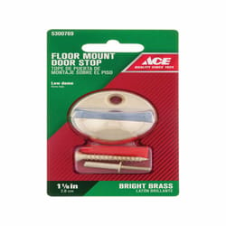 Ace 1-3/4 in. W Metal Bright Gold Door Stop Mounts to floor 1/4 in.