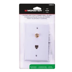 Monster Just Hook It Up White 1 gang Plastic Coax/Phone Wall Plate 1 pk