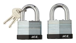 Ace 1-1/2 in. H X 2 in. W X 1-1/16 in. L Laminated Steel Double Locking Padlock 2 pk Keyed Alike