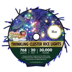 Holiday Bright Lights LED Rice Cluster Blue 768 ct String Christmas Lights 19.7 ft.