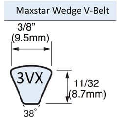 Mitsuboshi Maxstar Wedge Supreme Wedge Raw Edge Cogged V-Belt 0.38 in. W X 45 in. L For All Motors