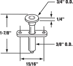 Prime-Line 3/8 in. D X 1.88 in. L Mill Silver Steel Bi-fold Door Wheel Guide 2 pc