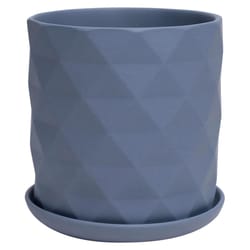 Chive Virago 5 in. D Ceramic Shape F Flower Pot Blue Grey