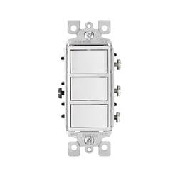 Leviton Decora 15 amps Single Pole Rocker Triple Combination Switch White 1 pk