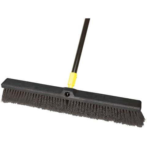 Outdoor Stiff-Bristle Poly Push Broom, 24, Red, Each