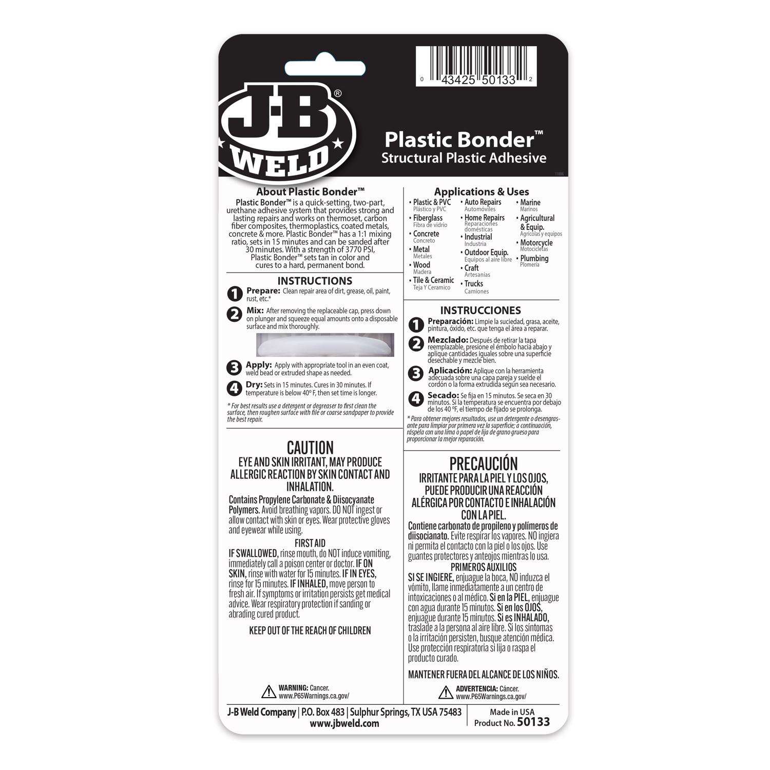 J-B Weld 0.85 Oz. Plastic Bonder Epoxy Syringe, Black - Baller Hardware